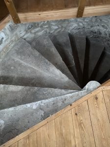 Tower and stone spiral staircase